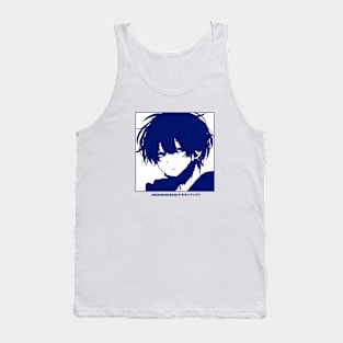 Edgy Anime Boy - Black and White Manga Aesthetic Tank Top